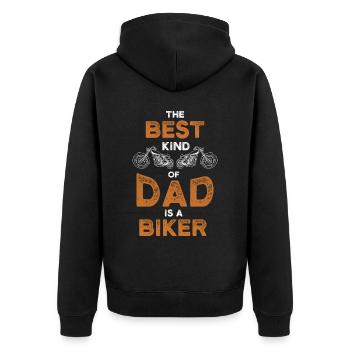 Biker Dad Funny Motorbike Dad Daddy - Unisex Premium Organic Zip Hoodie - black - Back - Nico (187cm)