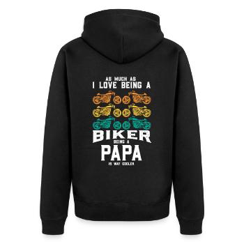 BIKER DAD COOLER - Unisex Premium Organic Zip Hoodie - black - Back - Nico (187cm)