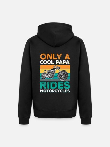Biker Papa Motorrad - Unisex Premium Bio Zip Hoodie - Schwarz