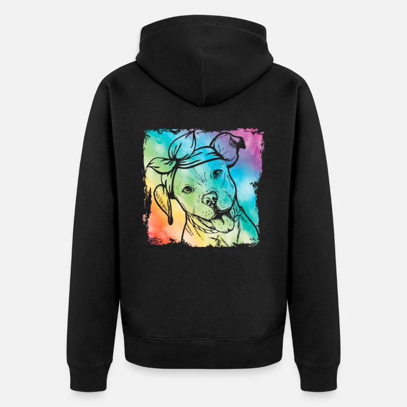 Pitbull Retro - Unisex Premium Bio Zip Hoodie - Schwarz