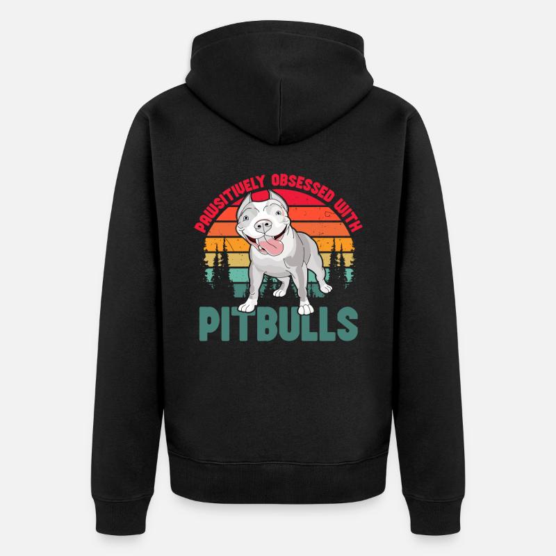 Pawsitivley obsédé par les pitbulls - Veste à capuche bio Premium Unisexe - noir