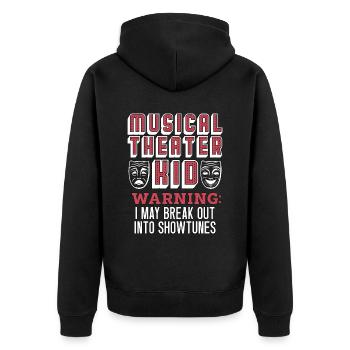 Théâtre musical Kid Warning I May Broadway Musical - Veste à capuche bio Premium Unisexe - noir - Dos - Nico (187cm)