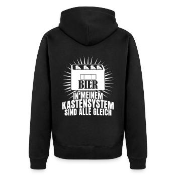 Bier Spruch Bierkiste Bierbrauer - Unisex Premium Bio Zip Hoodie - Schwarz - Hinten - Nico (187cm)
