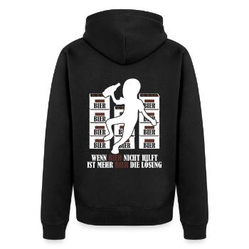 Mehr Bier Witz Bierbrauer Vatertag - Unisex Premium Bio Zip Hoodie - Schwarz - Hinten - Nico (187cm)
