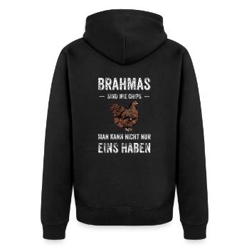 Brahma Hühner I Chicken Geflügel Motiv für - Unisex Premium Bio Zip Hoodie - Schwarz - Hinten - Nico (187cm)