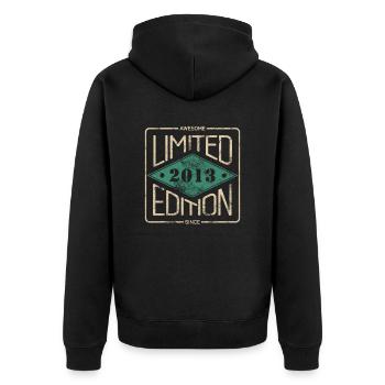 Awesome Since 2013 Retro Vintage Design - Unisex Premium Organic Zip Hoodie - black - Back - Nico (187cm)