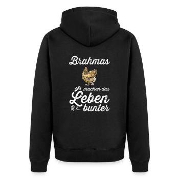 Brahma Hühner I Chicken Geflügel Motiv für - Unisex Premium Bio Zip Hoodie - Schwarz - Hinten - Nico (187cm)