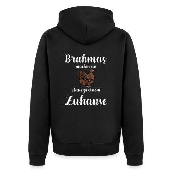 Brahma Hühner I Chicken Geflügel Motiv für - Unisex Premium Bio Zip Hoodie - Schwarz - Hinten - Nico (187cm)