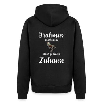 Brahma Hühner I Chicken Geflügel Motiv für - Unisex Premium Bio Zip Hoodie - Schwarz - Hinten - Nico (187cm)