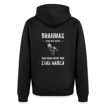 Brahma Hühner I Chicken Geflügel Motiv für - Unisex Premium Bio Zip Hoodie - Schwarz - Hinten - Nico (187cm)