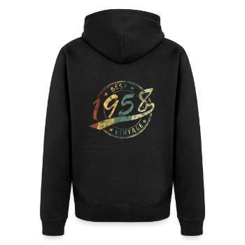 Best Vintage Jahrgang 1958 Retro Design - Unisex Premium Bio Zip Hoodie - Schwarz - Hinten - Nico (187cm)