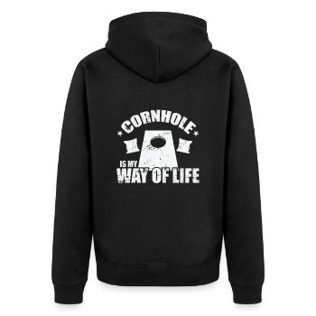 Cornhole est mon passe-temps de jeu de mode de vie - Veste à capuche bio Premium Unisexe - noir - Dos - Nico (187cm)