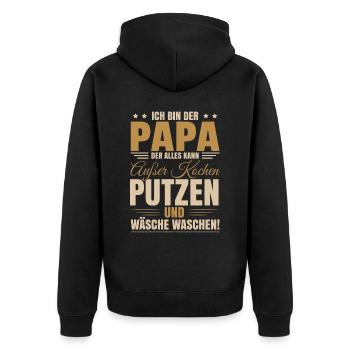 Papa Vatertag Sprüche Lustig Männertag - Unisex Premium Bio Zip Hoodie - Schwarz - Hinten - Nico (187cm)