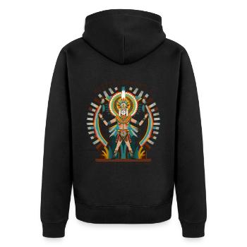 Aztec Deity Huitzilopochtli Ancient Aztec History - Unisex Premium Bio Zip Hoodie - Schwarz - Hinten - Nico (187cm)