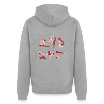 Yoga du vin - Veste à capuche bio Premium Unisexe - gris chiné - Dos - Nico (187cm)
