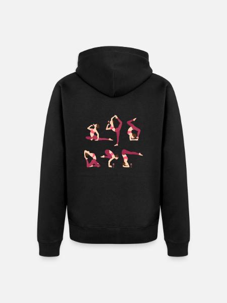 Wine Yoga - Unisex Premium Organic Zip Hoodie - black