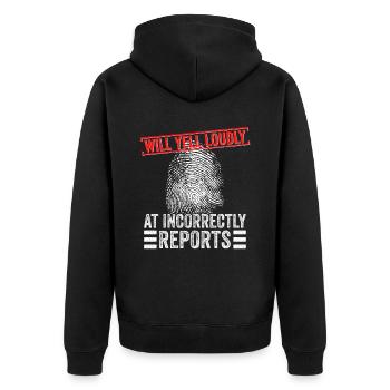 Forensisches Kriminologie-design Für Forensische - Unisex Premium Bio Zip Hoodie - Schwarz - Hinten - Nico (187cm)