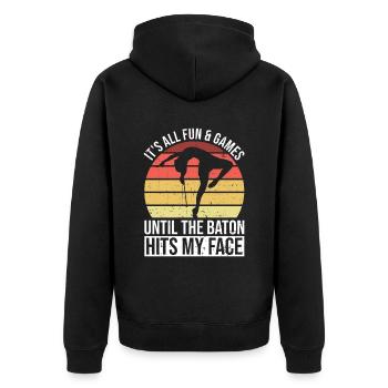 Baton Design Für Baton Twirler - Unisex Premium Organic Zip Hoodie - black - Back - Nico (187cm)