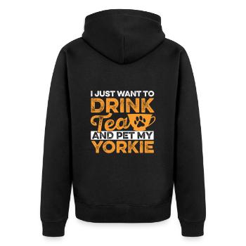 Tee Trinken Haustier Yorkie Chai Trinker Tee - Unisex Premium Bio Zip Hoodie - Schwarz - Hinten - Nico (187cm)
