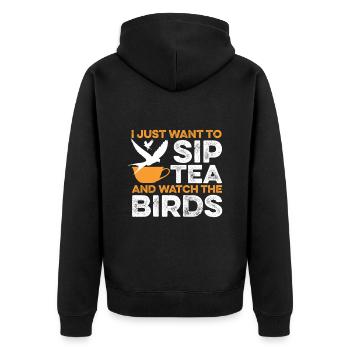 Sirotez du thé Regarder les oiseaux Chai Buveur de thé Amateurs de thé - Veste à capuche bio Premium Unisexe - noir - Dos - Nico (187cm)