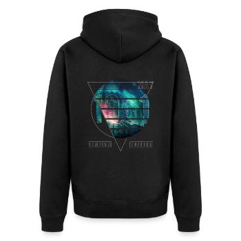 Limited Edition 1961 Mai Geburtstag Polarlicht - Unisex Premium Bio Zip Hoodie - Schwarz - Hinten - Nico (187cm)