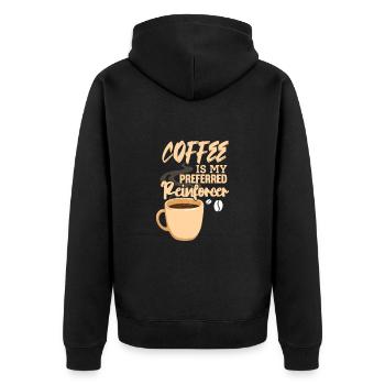 Kaffee Koffein Espresso Barista Geschenk - Unisex Premium Bio Zip Hoodie - Schwarz - Hinten - Nico (187cm)