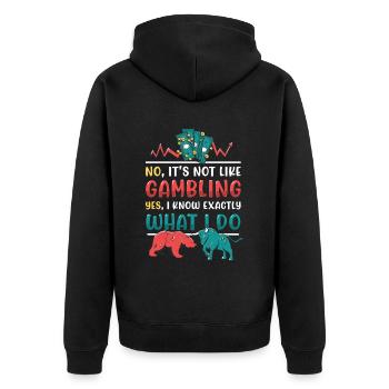 Aktienmarkt, Investor, Trader - Unisex Premium Bio Zip Hoodie - Schwarz - Hinten - Nico (187cm)