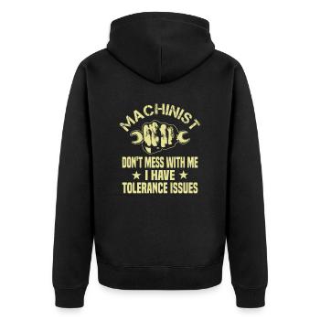 Problèmes de tolérance des mécaniciens du CNC - Veste à capuche bio Premium Unisexe - noir - Dos - Nico (187cm)