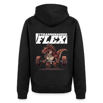 Fitness Musculation Dino T-Rex Tyrannosaurus Flex - Veste à capuche bio Premium Unisexe - noir - Dos - Nico (187cm)