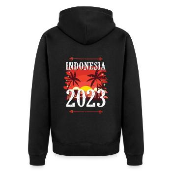 Indonesia 2023 - Unisex Premium Bio Zip Hoodie - Schwarz - Hinten - Nico (187cm)