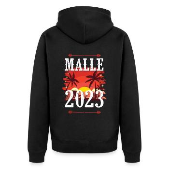 Malle 2023 - Unisex Premium Organic Zip Hoodie - black - Back - Nico (187cm)