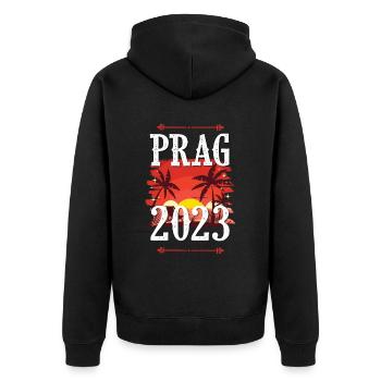 Prague 2023 - Unisex Premium Organic Zip Hoodie - black - Back - Nico (187cm)