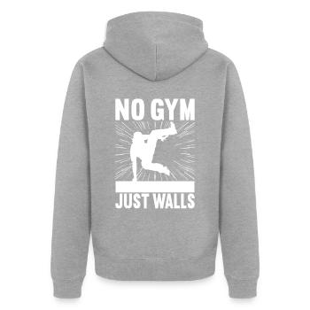 Parkour Freerunning - Unisex Premium Bio Zip Hoodie - Grau meliert - Hinten - Nico (187cm)