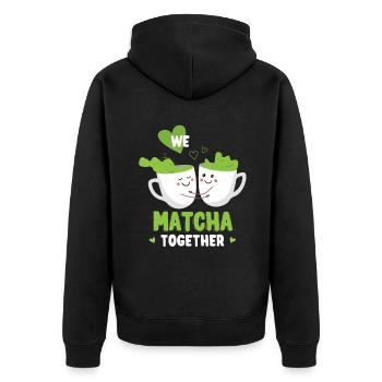 We Matcha Together Love Japan - Unisex Premium Organic Zip Hoodie - black - Back - Nico (187cm)