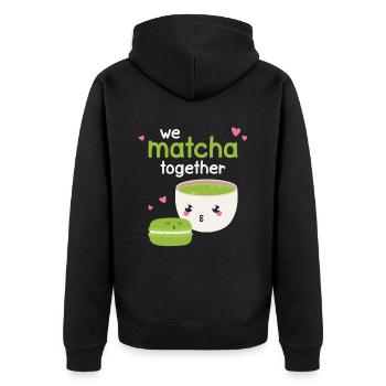 We Matcha Together Liebe Japan - Unisex Premium Bio Zip Hoodie - Schwarz - Hinten - Nico (187cm)