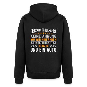 OKF Ortskontrollfahrt - Unisex Premium Bio Zip Hoodie - Schwarz - Hinten - Nico (187cm)