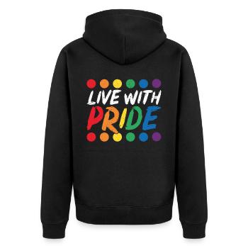 Live With Pride Rainbow Month LGBTQ Gay Pride - Unisex Premium Organic Zip Hoodie - black - Back - Nico (187cm)