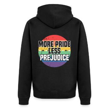 Plus de fierté Moins de préjugés Arc-en-ciel LGBTQ Gay Pride - Veste à capuche bio Premium Unisexe - noir - Dos - Nico (187cm)