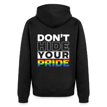 Ne cachez pas votre fierté Mois arc-en-ciel LGBTQ Gay - Veste à capuche bio Premium Unisexe - noir - Dos - Nico (187cm)