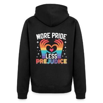 Plus de fierté Moins de préjugés Arc-en-ciel LGBTQ Gay Pride - Veste à capuche bio Premium Unisexe - noir - Dos - Nico (187cm)