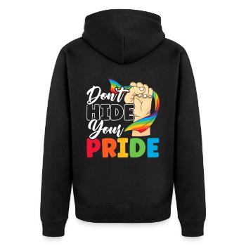 Ne cachez pas votre fierté Mois arc-en-ciel LGBTQ Gay - Veste à capuche bio Premium Unisexe - noir - Dos - Nico (187cm)
