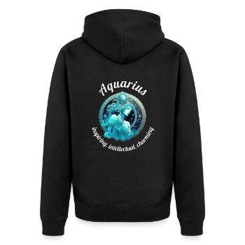 Aquarius Sternzeichen Wassermann Astronomie - Unisex Premium Bio Zip Hoodie - Schwarz - Hinten - Nico (187cm)