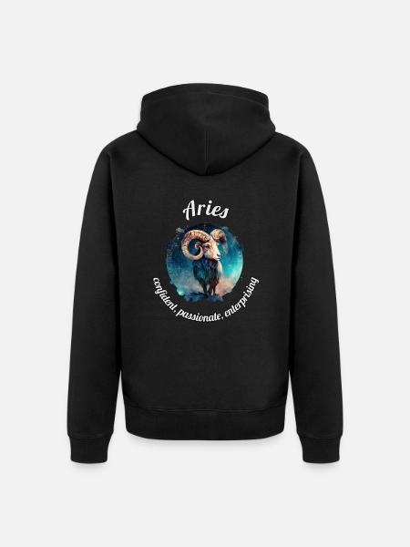 Aries Sternzeichen Widder Astronomie - Unisex Premium Bio Zip Hoodie - Schwarz