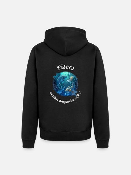 Pisces Sternzeichen Fische Astronomie - Unisex Premium Bio Zip Hoodie - Schwarz