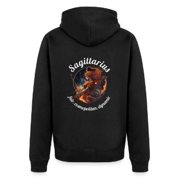 Sagittarius Sternzeichen Schütze Astronomie - Unisex Premium Bio Zip Hoodie - Schwarz - Hinten - Nico (187cm)