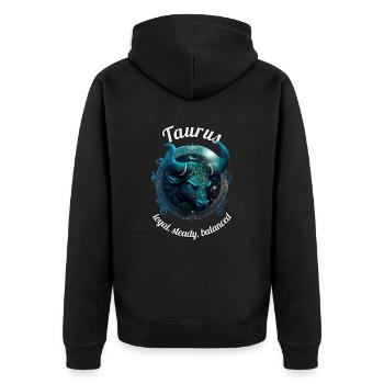 Taurus Sternzeichen Stier Astronomie - Unisex Premium Bio Zip Hoodie - Schwarz - Hinten - Nico (187cm)