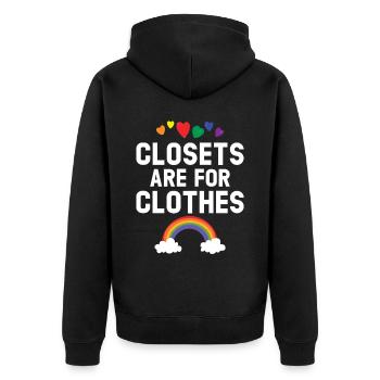 Closets Are For Clothes Rainbow Pride Month LGBTQ - Unisex Premium Organic Zip Hoodie - black - Back - Nico (187cm)