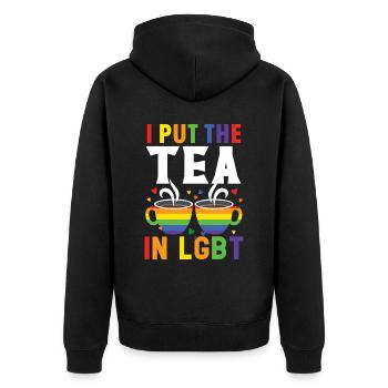 J’ai mis le thé dans LGBT Mois de la fierté arc-en-ciel LGBTQ - Veste à capuche bio Premium Unisexe - noir - Dos - Nico (187cm)