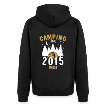 Anniversaire: Camping depuis mars 2015 Camping - Veste à capuche bio Premium Unisexe - noir - Dos - Nico (187cm)