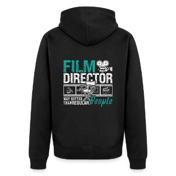 Film Director Way Hotter Than Regular Video Editor - Unisex Premium Bio Zip Hoodie - Schwarz - Hinten - Nico (187cm)